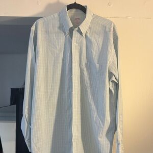 Brooks brothers blue yellow and green checkered long sleeve collared shirt